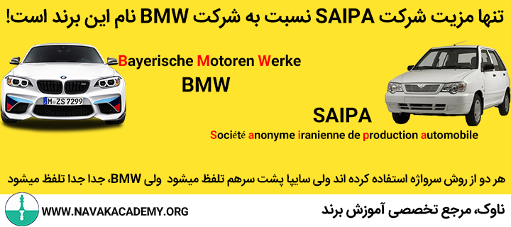 برتری شرکت سایپا نسبت به bmw در انتخاب اسم برند